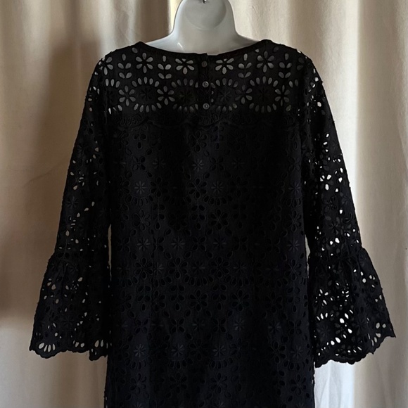 J. Crew UK Black Lace Fit & Flare Dress—Size 6 - Picture 7 of 8
